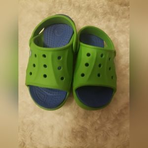 Crocs Jumper Lime Green Blue Slip On Comfort Clogs Child Size 8